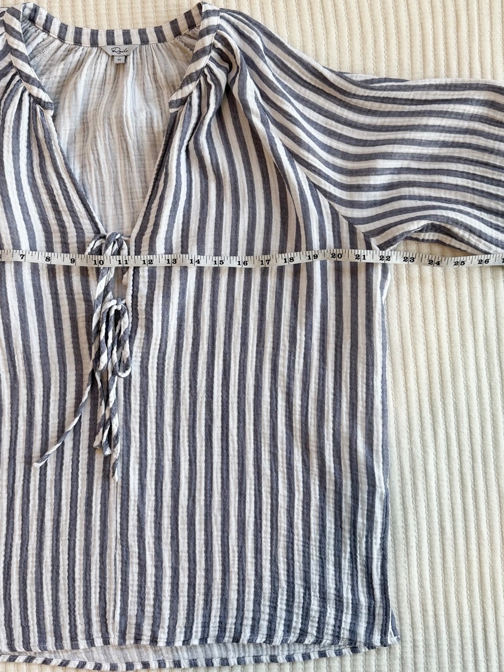 Rails Brielle Tie-Front Blouse Top in Admiral Stripe 100% Organic Cotton - Picture 8 of 9